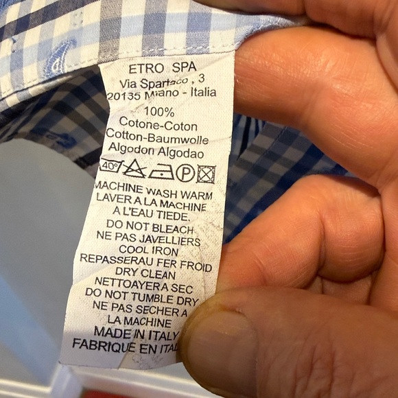 Etro Blue and White Plaid Men's Shirt - Picture 3 of 5